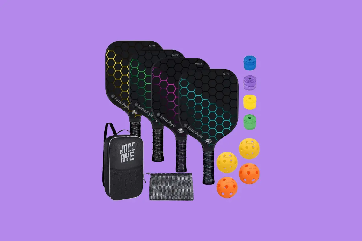 JoncAye ‎BLITZ 4-PK Top Grade Fiberglass Pickleball Paddles Set