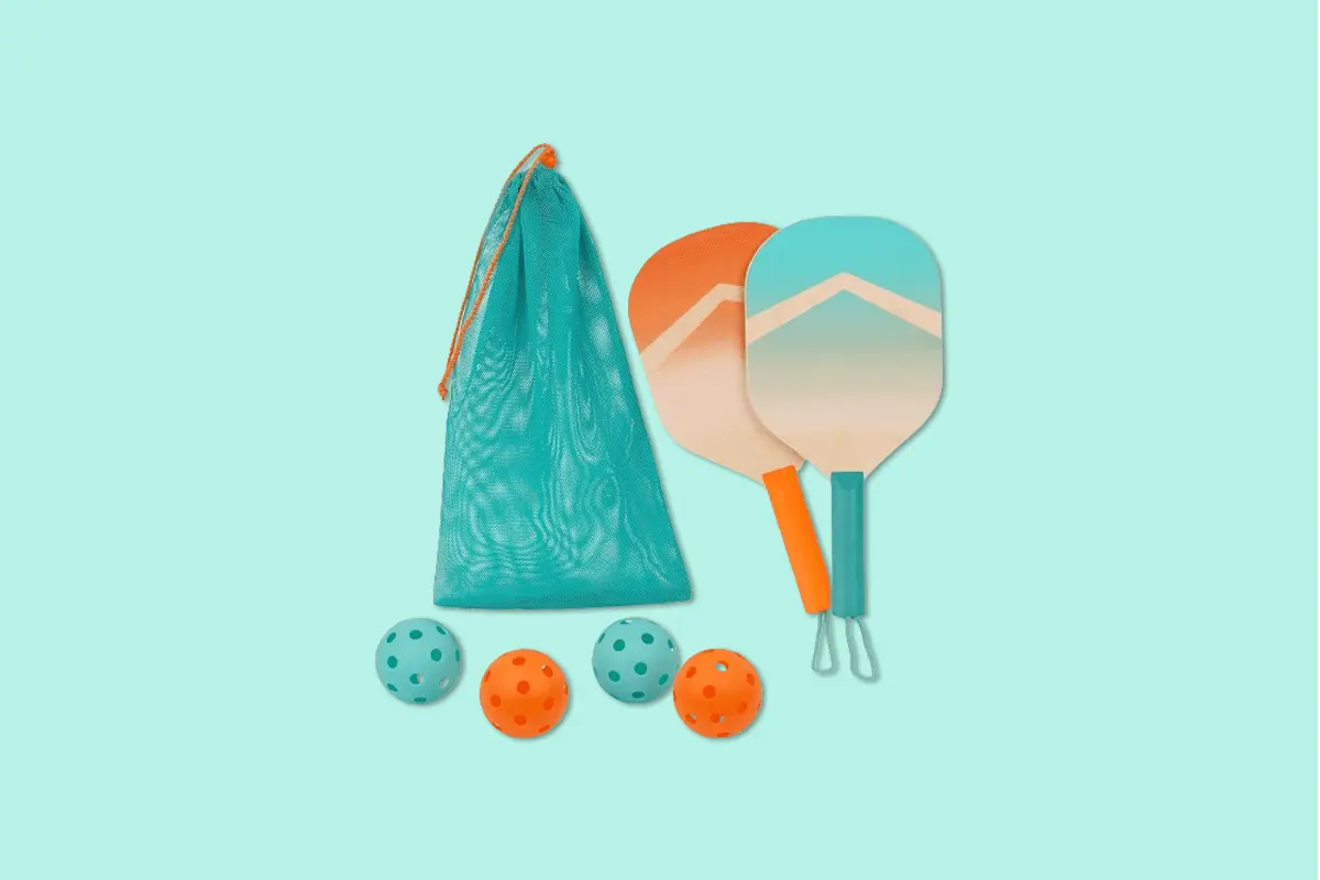 B. toys Kids Wooden Pickleball Paddle Set Vibrant Fun for Young Players
